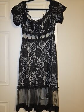 Womens Black Lace Overlay Dress